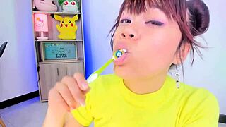 lila jordan brushing her teeth on webcam 😊