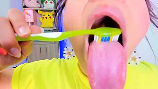 lila jordan brushing her teeth on webcam 😊