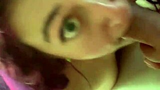 Purple Haired Girl Sucks Cock in Detailed Blowjob Scene