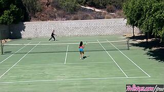 ugh, me and seth gamble with adriana chechik at match point... so hot, ya know?