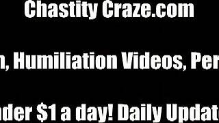 In this femdom scene, jerking off means returning to chastity