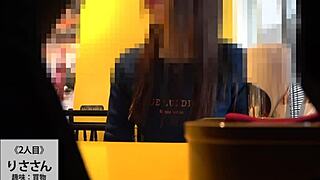 Asian babe with big tits gives blowjob