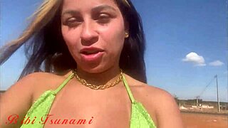 Bibi Tsunami Goes Wild Topless by Varjão de Minas Road!
