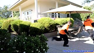 athletic duo pounding hard in the bedroom with intense close-up action