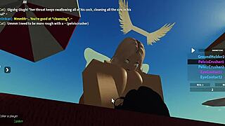 Huge cock sucked on beach in Roblox condo