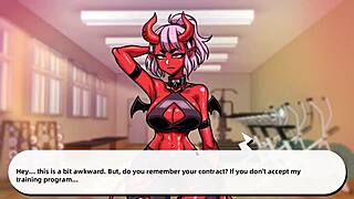 First encounter with a succubus in the gym leads to a wild blowjob session