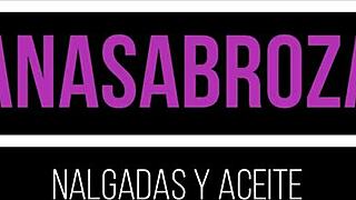 Horny Mexican prostitute gets her ass groped and oiled by eager men.