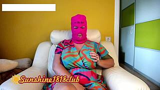 Angela's big tits bounce in a skimask on October 27th webcam recording