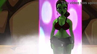 yo, a green big booty alien just popped out for some wild bbc action!