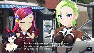 want to see taimanin ira riding and giving handjob in this hentai?