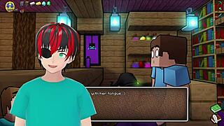 Getting sucked near oblivious girlfriend in hornycraft hentai parody?