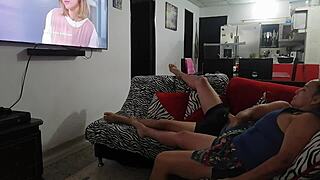 watching tv with sister-in-law got us hot she sucked my cock and i fucked her vagina