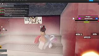 Bisexual ladyboy gets pegged in a Roblox collaboration