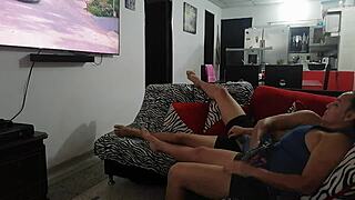 watching tv with sister-in-law got us hot she sucked my cock and i fucked her vagina