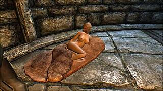 Ella's big tits take a titty fuck beating in Skyrim parody