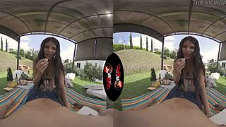 Stunning Latina teen in 5K VR video with attractive nipples