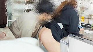 Wife bent over for kitchen sex