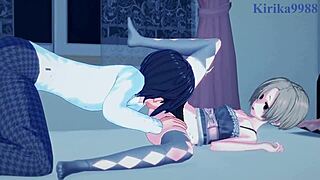 Koume and Hinako have intense sex