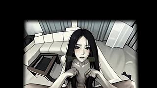 Experience the eerie world of VR hentai with a woman who crawls out of the headset after 7 days