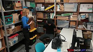 Milf cop fucks shoplifter in her back office