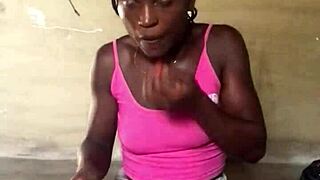 crazy ebony chick munches food during wild life lessons