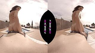 young latina neighbor wants outdoor fuck in pool pov