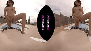 young latina neighbor wants outdoor fuck in pool pov