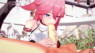 Yae Miko sucks in Genshin Impact fantasy 😘