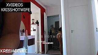 slutty wife teases delivery guy in see-through outfit while cuckold watches in hot compilation