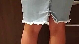 skirtshouse fucks clara in her jeans skirt, bending her over for intense action