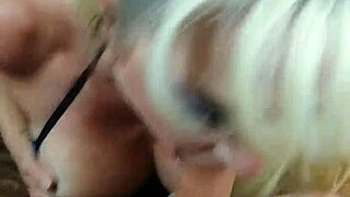 Blonde MILF Sucks Fake Cock