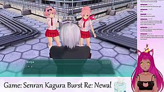 Vtuber Lewdneko plays Senran Kagura Burst part 1 with big tits game hentai softcore lingerie boobs anime tits.