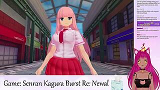 Vtuber Lewdneko plays Senran Kagura Burst part 1 with big tits game hentai softcore lingerie boobs anime tits.