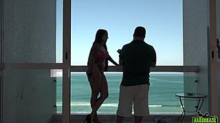 elisa sanches shows big tits and ass on balcony overlooking the sea in guarujá