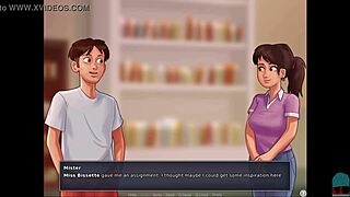 Hey, check out Summertime Saga 44 with a wild cumshot in the library!