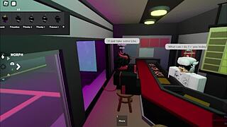 A demoness gets penetrated by a bartender in a wild sex session