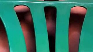 Amateur gay gets off on chair sex