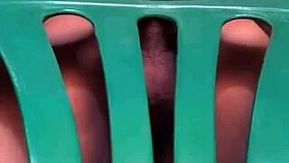 Amateur gay gets off on chair sex