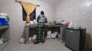 the cook invites me to play, her big tits and ass exciting me