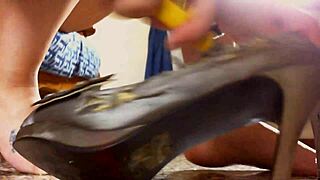 Italian MILF in Stockings and Heels Crushes with Shoes