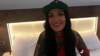 tattooed bombshell sucking big cock in pov