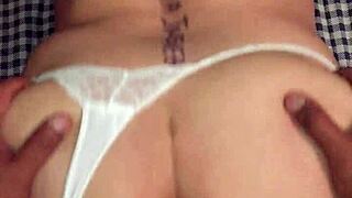 opening my wife's rich buttocks in doggystyle position