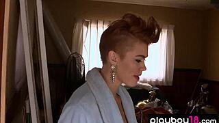 classy short haired babe britt linn swims naked outdoors