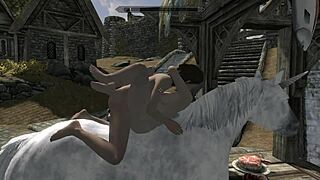 Skyrim Unicorn Makes Love with Two Lesbians in Detailed Scene