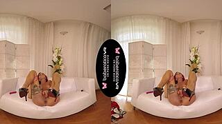 Red fox MILF's sensual solo VR masturbation scene