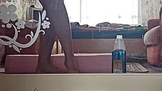 kazakh couple, making a home video with pussy play?