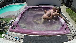 Dayanara enjoys hot tub pov with shaved pussy