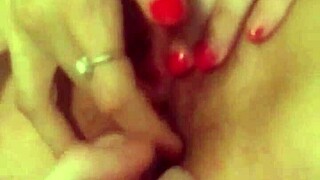 She fingers her moist, tight area while i fill her with gigantic toy