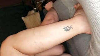 Sexy thong-clad babe gets down and dirty