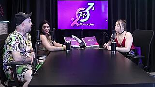 Evelyn Zain's seductive show in sheer red lingerie and piercing play